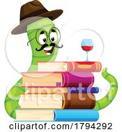 Poster, Art Print Of Book Worm With Wine