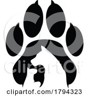 Poster, Art Print Of Silhouetted Paw Print Dog And Cat Pet Clinic Animal Hospital Logo