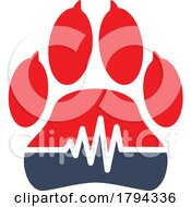 Poster, Art Print Of Dog Or Cat Paw Print With A Heart Beat Animal Hospital Logo