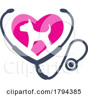 Poster, Art Print Of Silhouetted Dog In A Heart And Stethoscop Animal Hospital Logo