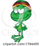 Poster, Art Print Of Cartoon Rasta Frog Standing With Hands On Hips