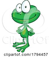Cartoon Frog Grinning And Standing With Hands On Hips by Domenico Condello