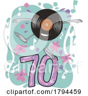 Poster, Art Print Of Cartoon Vinyl Record Lp Character Mascot And 70s Music Hits Design