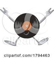 Cartoon Vinyl Record Lp Character Mascot Jumping