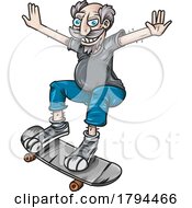 Poster, Art Print Of Cartoon Crazy Old Skater Dude