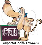Cartoon Dog With A Pet Friendly Sign