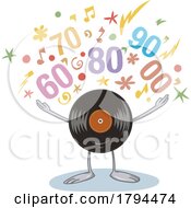 Cartoon Vinyl Record LP Character Mascot WIth Decade Numbers