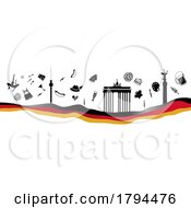 Poster, Art Print Of Germany Travel Banner With Symbol Element On Waving Flag