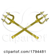 Poster, Art Print Of Logo Of Crossed Golden Tridents