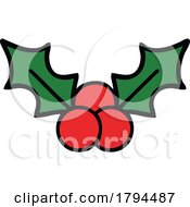 Poster, Art Print Of Cartoon Christmas Holly And Berries
