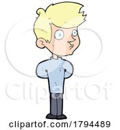 Cartoon Boy With His Hands Behind His Back
