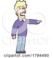 Cartoon Man Yelling And Pointing