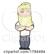 Cartoon Serious Bearded Man