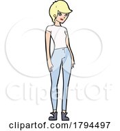 Poster, Art Print Of Cartoon Blond Woman In Casual Clothing