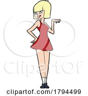 Poster, Art Print Of Cartoon Blond Woman In A Red Dress