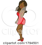 Poster, Art Print Of Cartoon Black Woman In A Red Dress