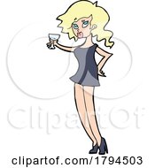 Poster, Art Print Of Cartoon Blond Woman Holding A Cocktail