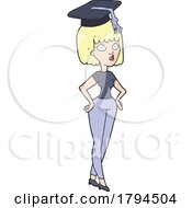Poster, Art Print Of Cartoon Blond Woman Graduate