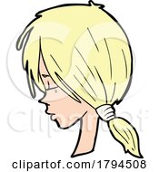 Poster, Art Print Of Cartoon Blond Womans Face In Profile