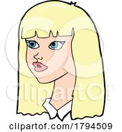 Poster, Art Print Of Cartoon Blond Womans Or Girls Face