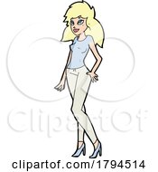 Cartoon Casual Blond Woman