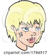 Poster, Art Print Of Cartoon Blond Womans Face With Bandages