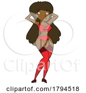 Cartoon Black Woman Modeling Lingere
