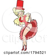 Cartoon Blond Woman Dancer In A Red Dress