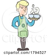 Cartoon Man Holding A Coffee Tray