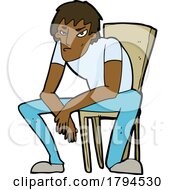 Poster, Art Print Of Cartoon Moody Man Sitting In A Chair