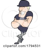 Cartoon Man With Folded Arms Leaning