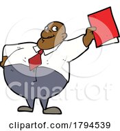 Cartoon Chubby Boss Holding Out A Folder