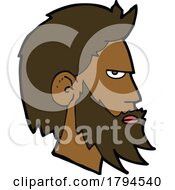 Cartoon Bearded Mans Face In Profile