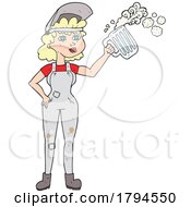 Cartoon Blond Woman Welter Holding A Beer by lineartestpilot