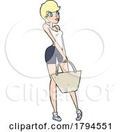 Cartoon Blond Woman Shopping