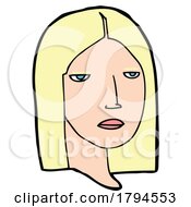 Sticker Of A Cartoon Serious Woman