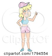 Cartoon Blond Woman Giving A Thumbs Up