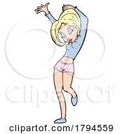 Poster, Art Print Of Cartoon Blond Woman Dancing