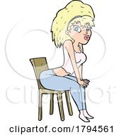 Poster, Art Print Of Cartoon Blond Woman Sitting Sexy In A Chair