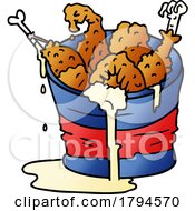 Cartoon Bucket Of Fried Chicken With Dripping Fat by lineartestpilot