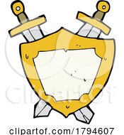 Poster, Art Print Of Cartoon Shield With Crossed Swords