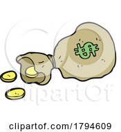 Poster, Art Print Of Cartoon Money Bag With Coins