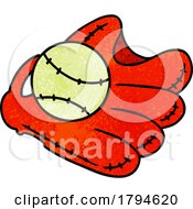 Cartoon Baseball In A Glove by lineartestpilot