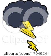 Poster, Art Print Of Cartoon Lightning Storm Cloud