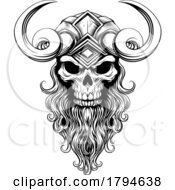Viking Warrior Skull Man Mascot Face In Helmet