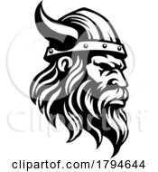 Viking Warrior Man Strong Mascot Face In Helmet by AtStockIllustration