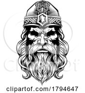 Poster, Art Print Of Viking Warrior Man Strong Mascot Face In Helmet