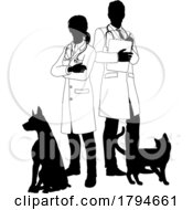 07/30/2023 - Man And Woman Vets Dog And Cat Pets Silhouette
