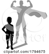 07/30/2023 - Superhero Child Kid With Super Hero Shadow