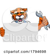 Poster, Art Print Of Tiger Mechanic Plumber Spanner Wrench Handyman